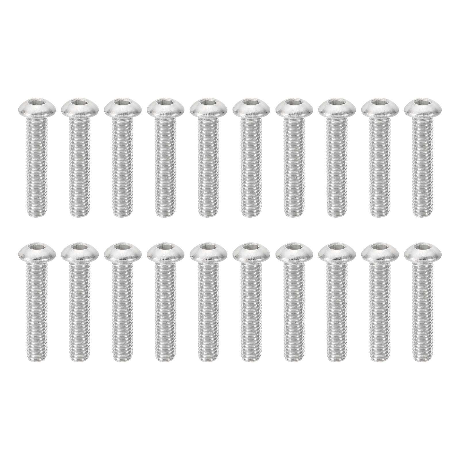 PATIKIL M6-1x30mm Button Head Socket Cap Screws, 20 Pcs 304 Stainless Steel 18-8 Hex Socket Cap Screw Bolts Allen Hex Drive Full Machine Thread
