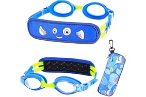 RUIGAO Swim Goggles Toddler Age 3-8,Kid Goggles No Hair Pull,Children Goggles Padded Strap