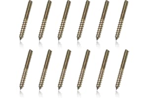 LOUZAGO 12 Pcs Hanger Bolts, 1/4-20" x 2" Double Headed Screws Self-Tapping Wood Dowel Screw for Furniture (1/4-20" x 2")