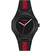 HUGO #LIT for HIM Men's 3H Quartz Silicone Wristwatch - Water Resistant up to 5ATM/50 Meters, Fun, Colorful and Easy to Wear