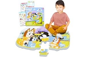 Bluey Foam Puzzle Mat Set - Bundle with 16 Pc Foam Floor Puzzle for Kids Plus Stickers, More | Bluey Jigsaw Puzzles for Kids, Boys, Girls