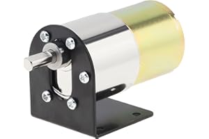 ZVKV 12V DC Motor 100RPM High-Torque Geared Motor with 37mm Eccentric Output Shaft, CW/CCW Rotation, Metal Bracket Gearbox Reduction for Robotics, DIY Projects, Industrial Applications (100 RPM)