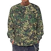 Dalicoter Mens Camo Pullover Sweatshirt Casual Stylish Print Long Sleeve Camouflage Tops Crewneck Athletic Pullover