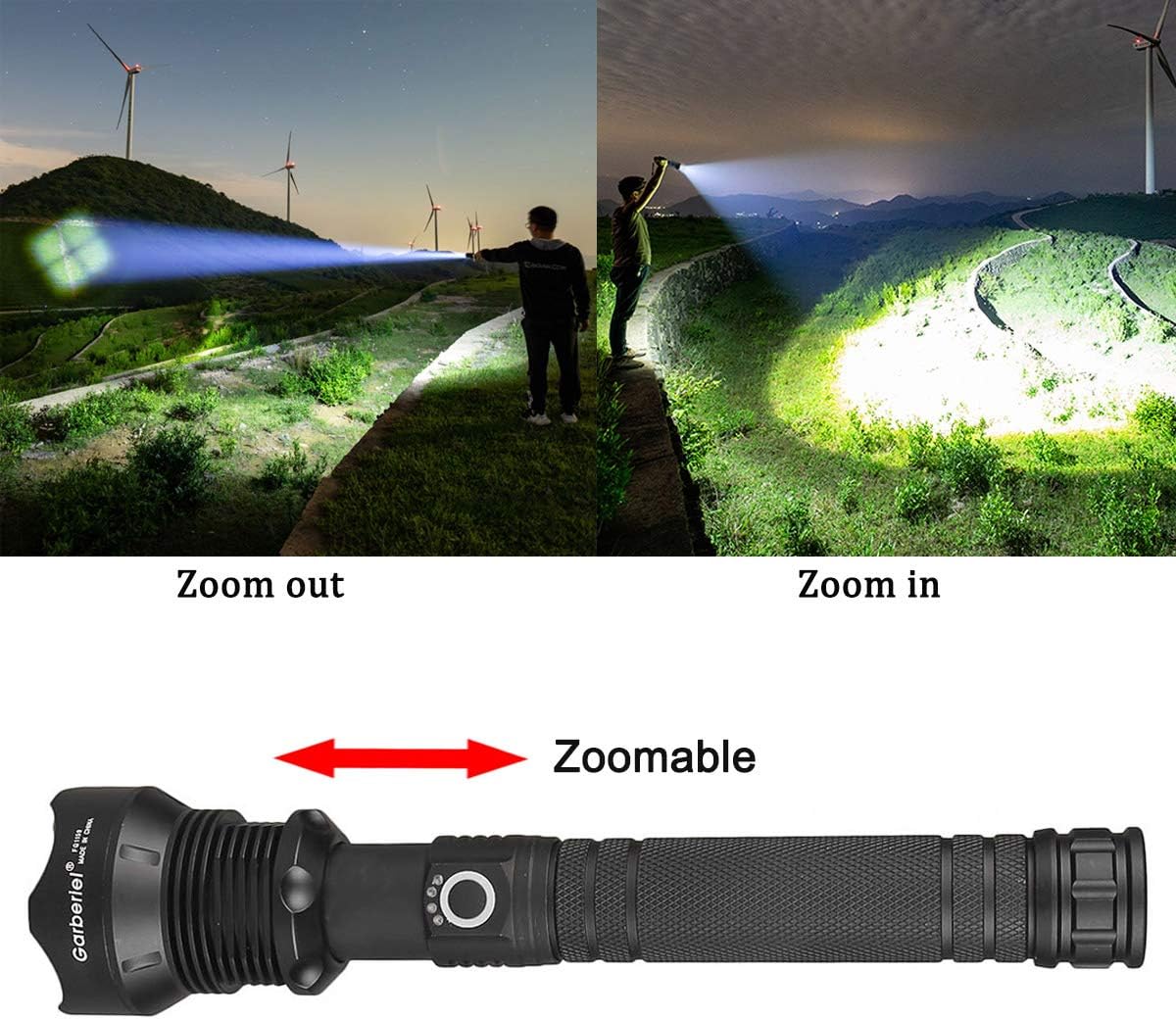 5000 High Lumens Flashlights Super Bright XHP70 LED Flashlight 3 Modes Rechargeable Torch Light with 18650 Battery and USB Cable - - 