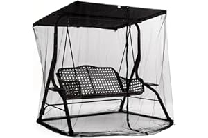 Mosquito Net for Patio Swing, Mosquito Mesh Screen, Rectangle Netting with Zipper Opening and Roof Waterproof Tent, Outdoor S