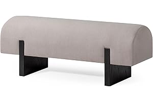 Maven Lane Juno Modern Wooden Upholstered Bench, Padded Seat for Kitchin Dining Room Table, Entryway Accent, or Window Seating in Refined Black Finish