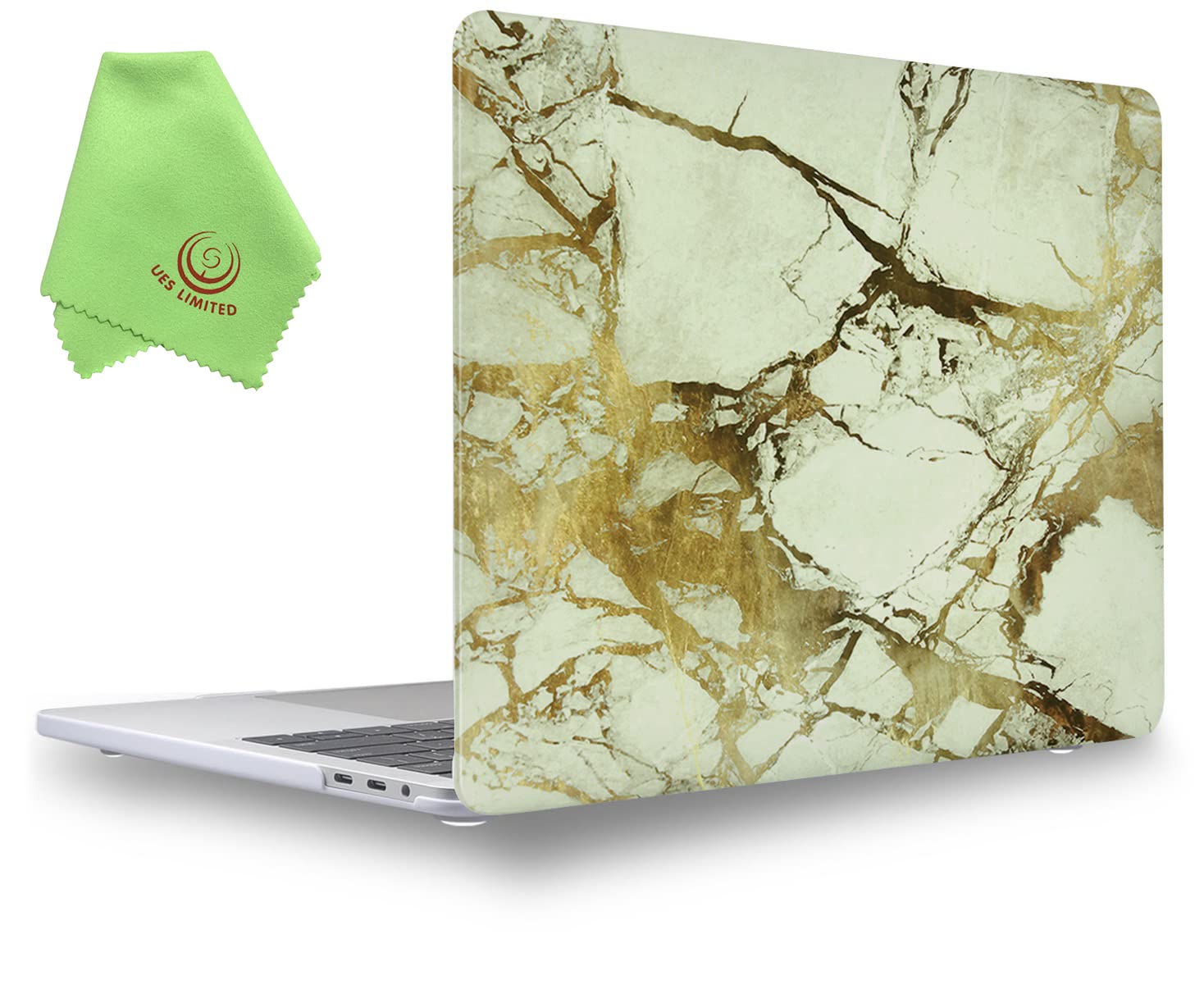 UESWILL Compatible with MacBook Pro 16 inch Case 2019 2020 Release Model A2141, Marble Pattern Hard Case for MacBook Pro 16 inch with Touch Bar & USB-C, White & Gold