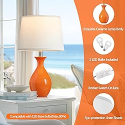 PARTPHONER Table Lamp Set of 2, Modern Ceramic