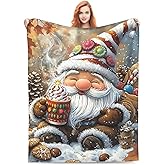 Gnomes Blanket,Coffee Gnome Gifts for Women,Birthday Gifts for Wife, Girls, Best Friend, Mom,Daughter,Flannel Throw Blanket for Bed, Living Room, Sofa, Traveling, Camping, Plush Decor 60x50in