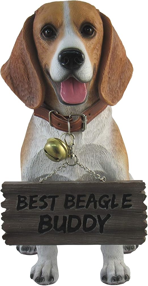 World Of Wonders Buddy the Beagle Dog Statue with Reversible Sign