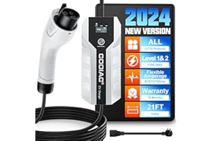 GODIAG EV101 Portable EV Charger Level 1+2, 8/10/13/16 Amp Adjustable Electric Car Charger, 110V-240V 3.5KW 20 ft Plug-in Hybrid EV Charger