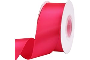 Baocuan 1-1/2 inch Rose red Satin Ribbon by 25 Yards Silk Ribbons Roll Craft Fabric Ribbon for Gift Wrapping, Satin Weddings,Floral Bouquets,Holiday Decorations