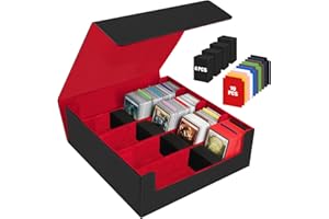 AOBOPLE 3200+ Trading Card Storage Box,4 Rows Card Deck Case for Trading Cards with 10 Pcs Colorful Dividers & 4 Foam Supporters Commander Cards Deck Case for MTG,TCG, Magic Game