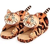 Infaccial Funny Cat Slippers for Women,Fuzzy Animal Indoor House Shoes with Soft Memory Foam,Comfy Plush Warm Slip-on Slippers,Cat Gifts for Cat Lover