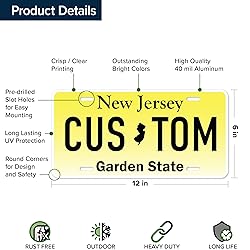 Custom New Jersey License Plate, Personalized