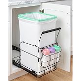 BS-VOG Pull Out Trash Can, Under Sink Sliding Rack, Bin Not Included | Fits 30-40 Quart Bins, Removable Trash Bag Holder, Smooth Ball Bearing Rails, Space Saving, Easy Installation