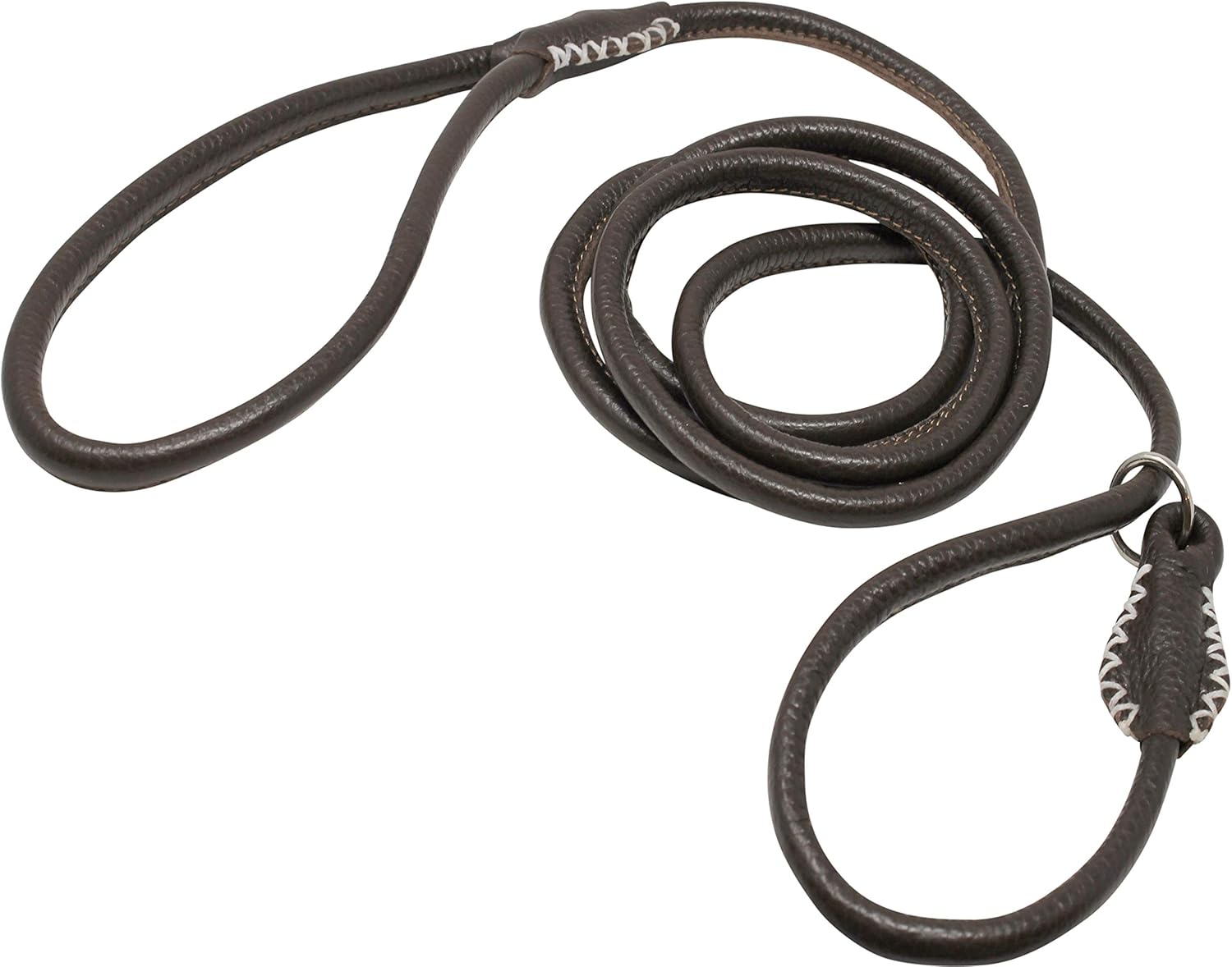 Genuine Rolled Leather Slip Dog Leash and Adjustable Choke