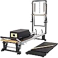 Merrithew™ V2 Max Plus™ Reformer Bundle with Mat Converter, Reformer Box, Footstrap, Padded Platform Extender & Maple Roll-Up Pole - Professional Pilates Equipment