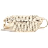 Woven Bum Bag Straw Sling Purse with Adjustable Belt Lightweight Fanny Waist Pack Chest Shoulder Bag Crossbody Bum Bags for Women Travel Casual Daily Use(Beige)