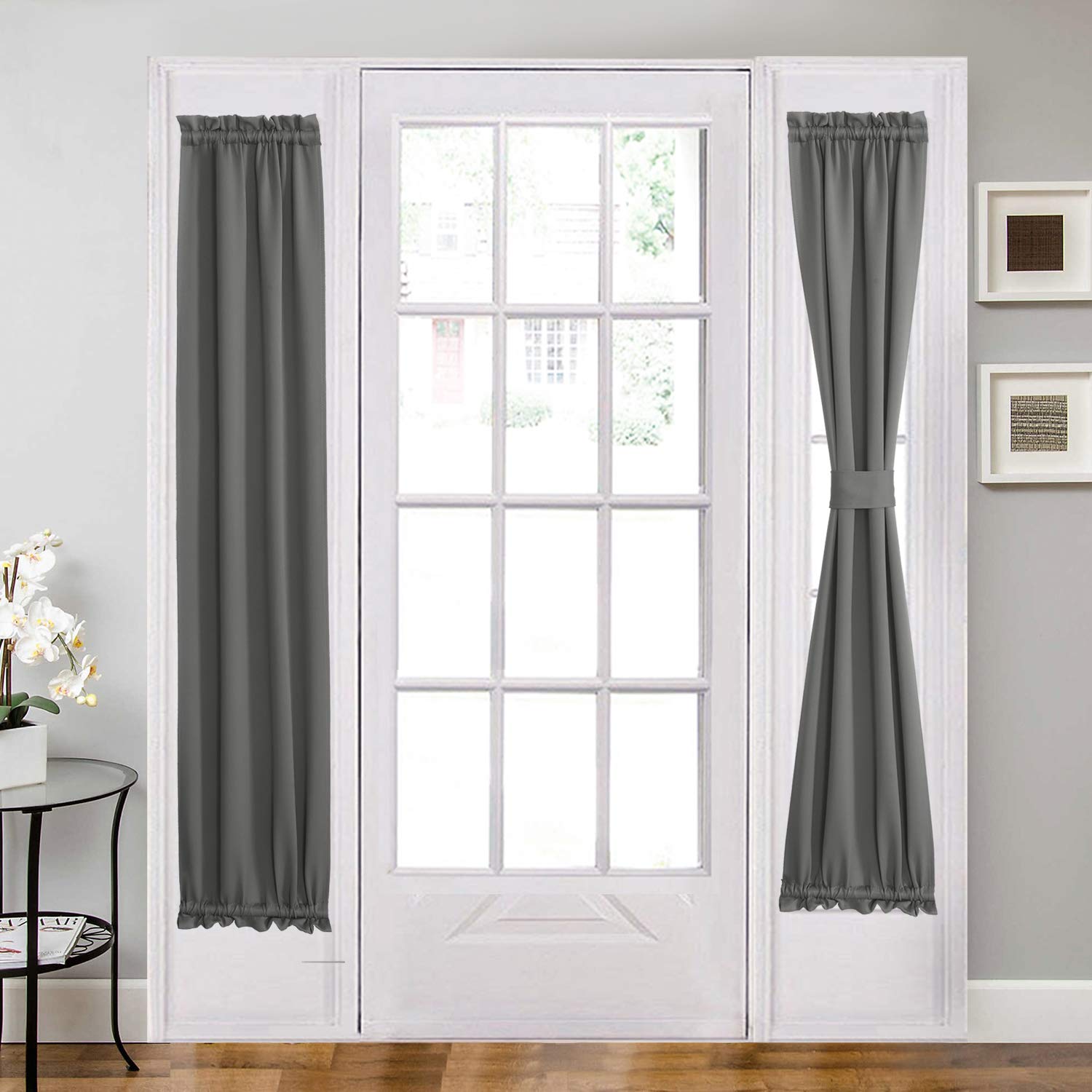 Aquazolax Front Door Curtains for Glass Window - Rod Pocket Thermal Insulated Window Treatment for Sliding Door - 1 Panel, Grey
