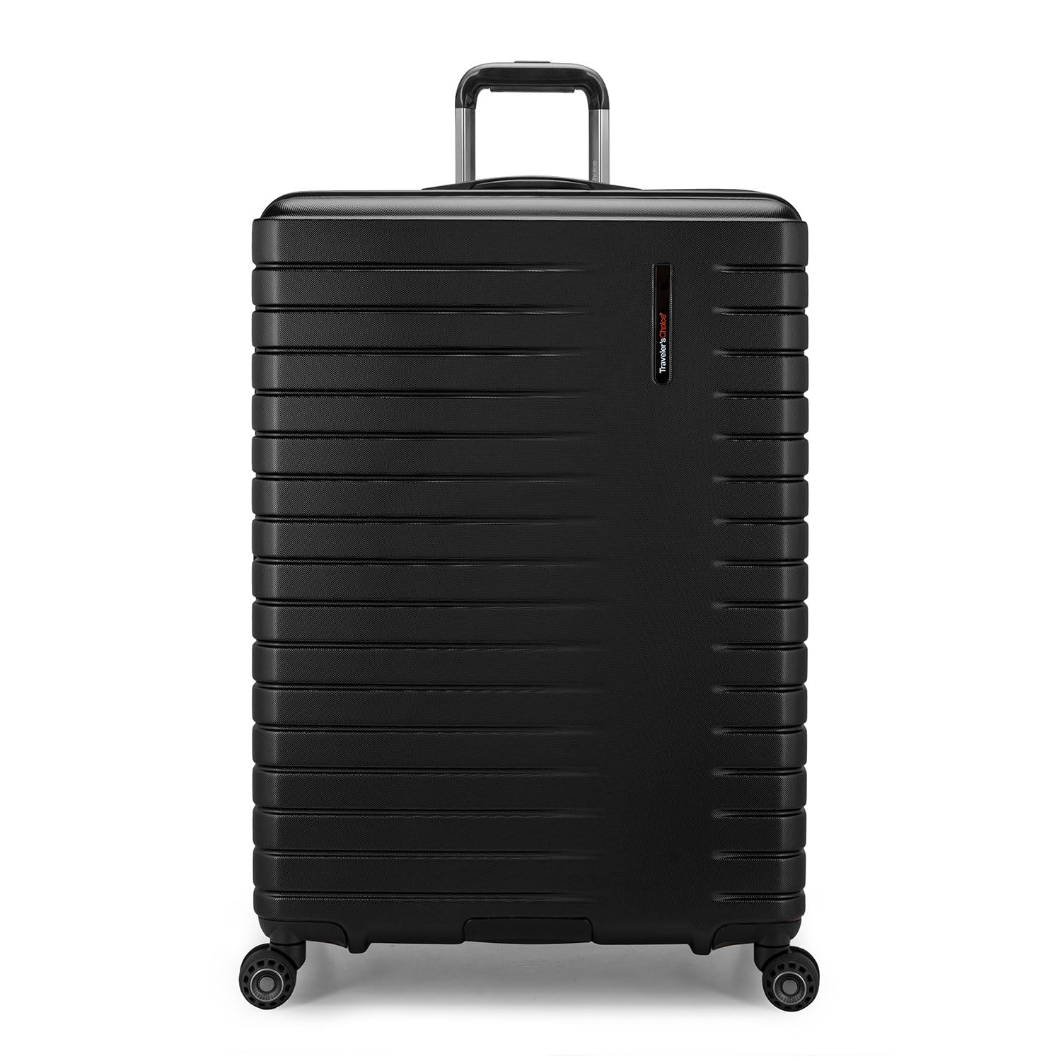 Traveler's Choice Archer Polycarbonate Hardside Spinner Luggage Set, Tie Down Straps, Black, Checked 29-Inch