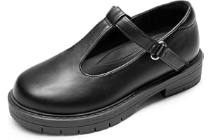 DREAM PAIRS Girls Mary Jane Dress Shoes Chunky Platform School Uniform Shoes T-Strap Oxfords Loafers Star Flats