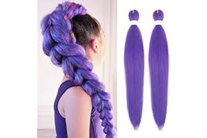 Beyond Beauty Long Purple Braiding Hair 30 Inch, Pre Stretched Synthetic Braiding hair for Braids,2 Packs Purple Rumi Hair Extensions for Stage Party Halloween Costume Cosplay