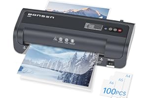 BONSEN A4 Laminator Machine, 9.33-Inch Thermal Laminator with Never Jam Technology, 100 Laminating Sheets, Laminates Photos Cards Documents, 4-in-1 Personal Laminators for Teachers Home Office School