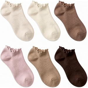 EUFANCE 6 Pairs No Show Socks for Women Ruffle Socks Cute Ankle Socks | Low Cut Frilly Short Cotton Socks