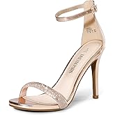 DREAM PAIRS Women's High Heels Flower Ankle Strap Stilettos Round Open Toe Dressy Sexy Sandals