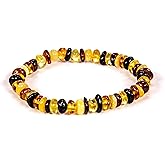 AMBERAGE Natural Baltic Amber Bracelet for Adults (Women/Men) - Hand Made from Polished/Certified Baltic Amber Beads(2Colors)