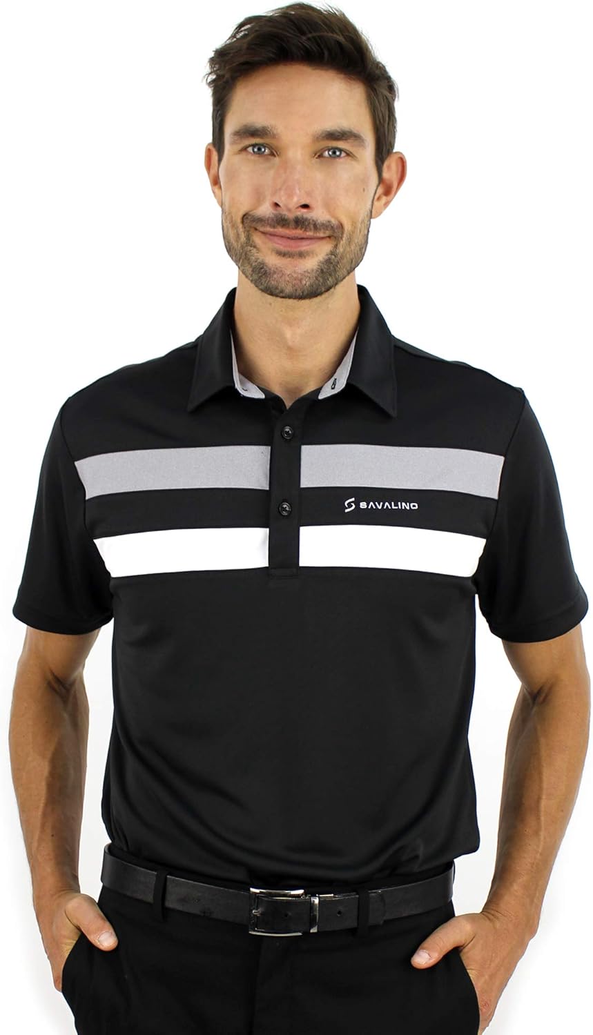 SAVALINO Men's Polo Shirts Material Wicks Sweat & Dries Fast, Size S-5XL…: Clothing