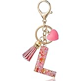 ANHBKAR Alphabet Initial Letter Keychain Cute Heart Resin - Letter Keychain for Backpack Charms - Initial Keychains for Women