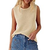Saodimallsu Womens Crochet Tank Tops Summer Sleeveless Crew Neck Basic Mesh Knit Loose Pullover Sweater Vest