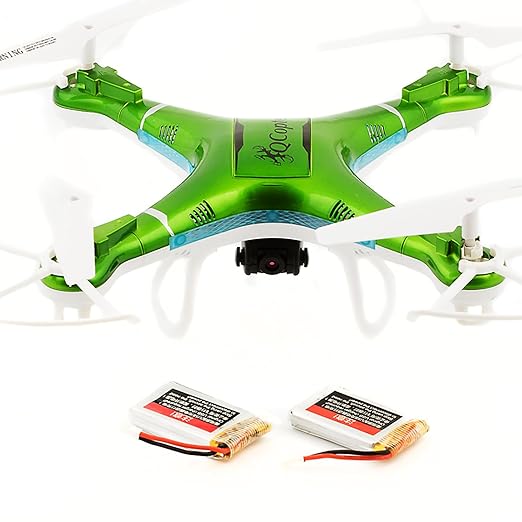 Qcopter Green Drone Quadcopter -Best Drones For Sale With Camera -Experience Longer Flights of 30 Minutes With BONUS Battery -5-Star Customer Service -Brilliant LED Lights -Gyrocopter Flight Stability