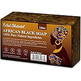 ÉCLAT NATUREL African Black Soap, 100% Pure & Natural, With Raw Shea Butter, Palm Kernel Oil and Cocoa Pods Ash for Dry & Oily Skin Care, Supports Acne & Eczema Treatment, 1 LB (16 oz)