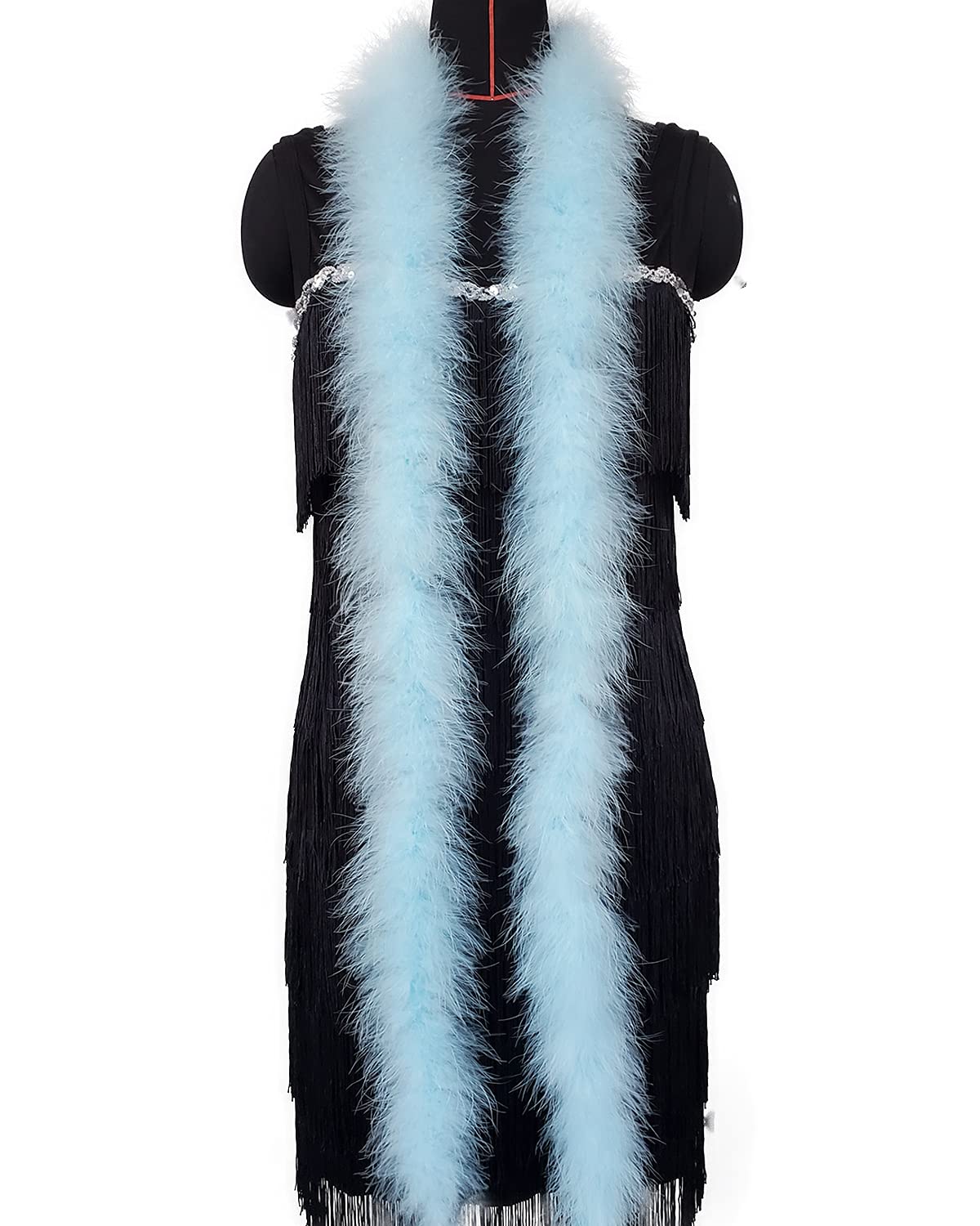 Photo 1 of 2 Yards 20g Fluffy Marabou Feather Boa for DIY Craft Sewing Trim Home Wedding Party Decoration-Light Blue