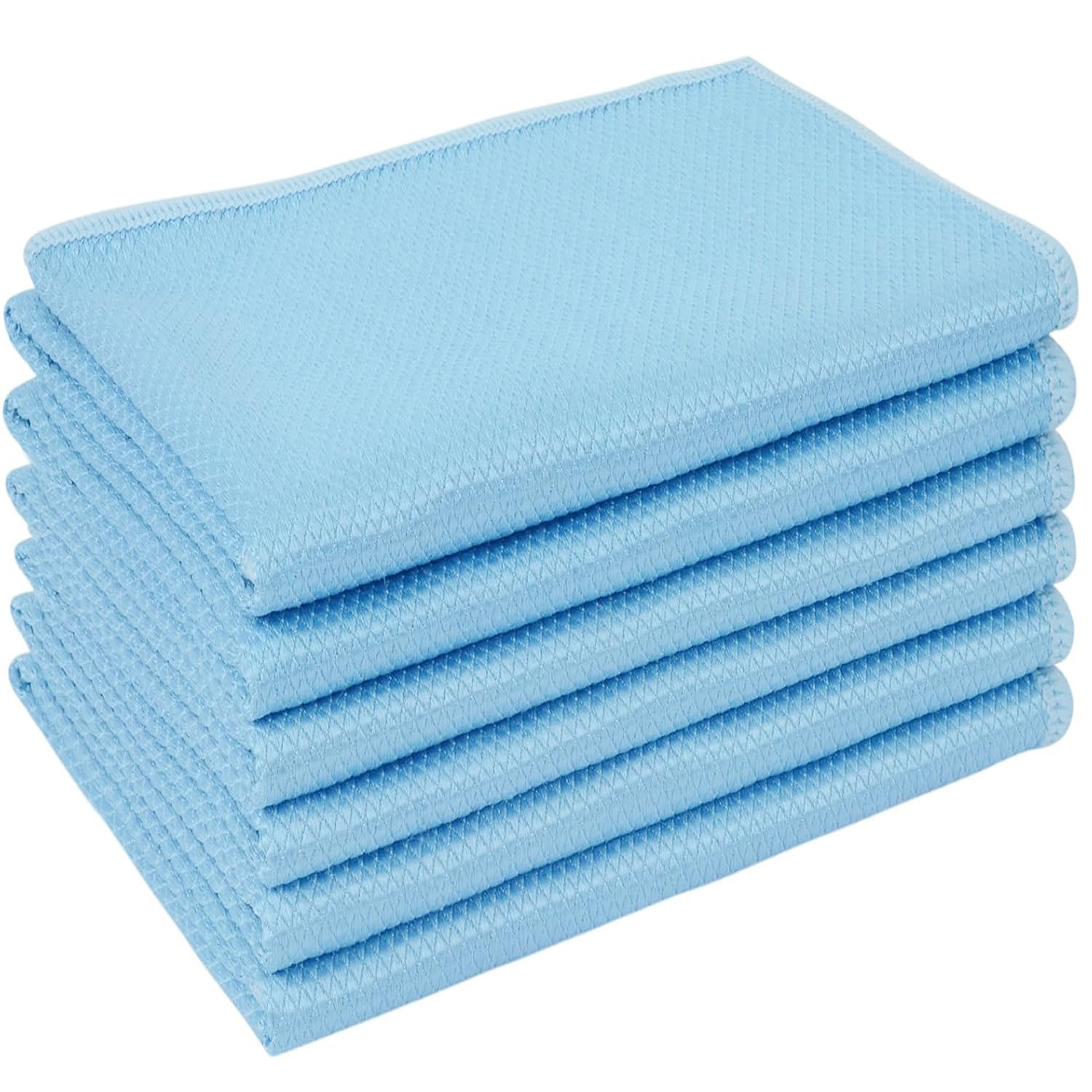 HIDMD Microfibre Cleaning Cloths Fish Scale Cloths Lint free Towels Polishing for Dishes Glasses Car Windows Mirrors Screen TV Tablets Camera 30CM X 30CM 6 PACK Blue