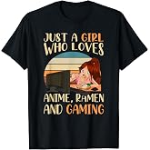 Japanese Otaku Ramen Gift Gaming Anime Girl T-Shirt