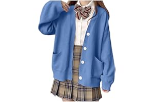 Womens Cardigan Sweaters Womens Japanese Cute Knitted Cardigan Sweater Cosplay Long Sleeve Button Down School Jacket