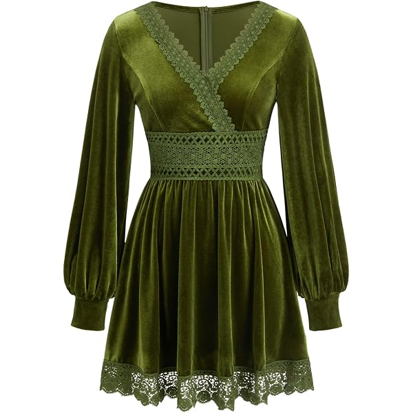 Amazon.com: CIDER Party Dress Velvet Star Pattern Bell Sleeve Turtle Neck  High Waist Mini Dresses for Women Green : Clothing, Shoes & Jewelry