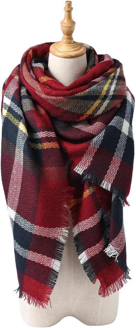 Menglihua Soft Classic Plaid Tartan Cashmere Feel Large Blanket Scarf Wrap Shawl
