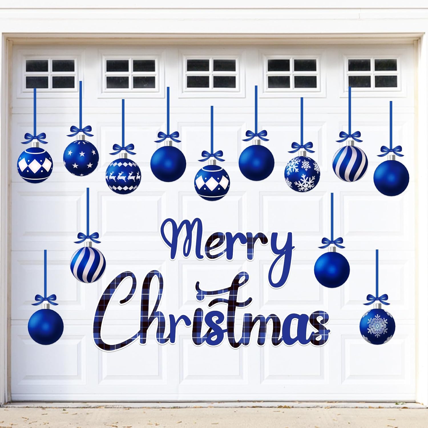 Garage Door Decorations - 31PCS Christmas Garage Door Decorations Magnets - Merry Xmas Ball Holiday Refrigerator Fridge Kitchen Decor(Blue)