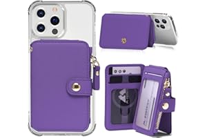 M-Plateau Phone Wallet Stick On, Credit Card Holder for Women Attachable 3M Sticker,Phone Card Holder Compatible with iphone 15 pro case and Most Smartphones (Dark Purple)