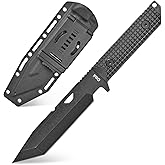 Gtkii GTK5 Fixed Blade Knife AUS-10 Steel Blade Full Tang Nylon Fiberglass Handle EDC Fixed Knifes for Outdoor Camping Hunting (black)