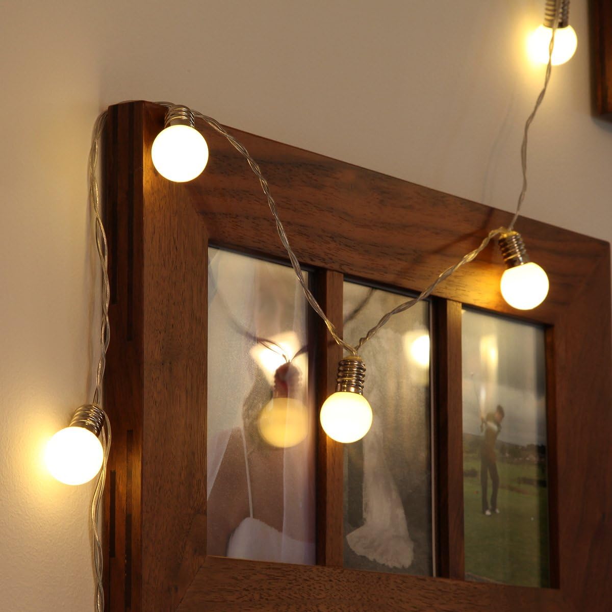 Festive Lights, 1.5m Battery Frosted Mini Festoon Fairy String Lights with 10 Warm White LED Bulbs, Indoor Use, Clear Cable - Image 3