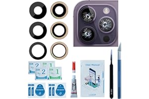 LOZOP OEM Rear Camera Lens Glass Replacement with Adhesive Pre-Installed Compatible for iPhone 14 Pro / 14 Pro Max (3 Pieces/Set) with Repair Tools and Installation Manual