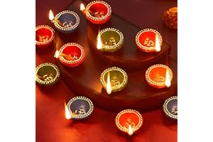 TIED RIBBONS 12 pcs Handmade Clay Diya for Diwali | Traditional Homemade Diyas Tealight | Indian Oil Lamp | Diwali Decorations for Home | Terracotta Diyas | Diwali Gifts