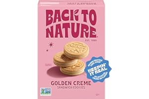 Back to Nature Golden Vanilla Creme Sandwich Cookies, Plant Based, Non-GMO, Plant-Based, Made with Wheat Flour, Snack Happy 8.25 oz Box