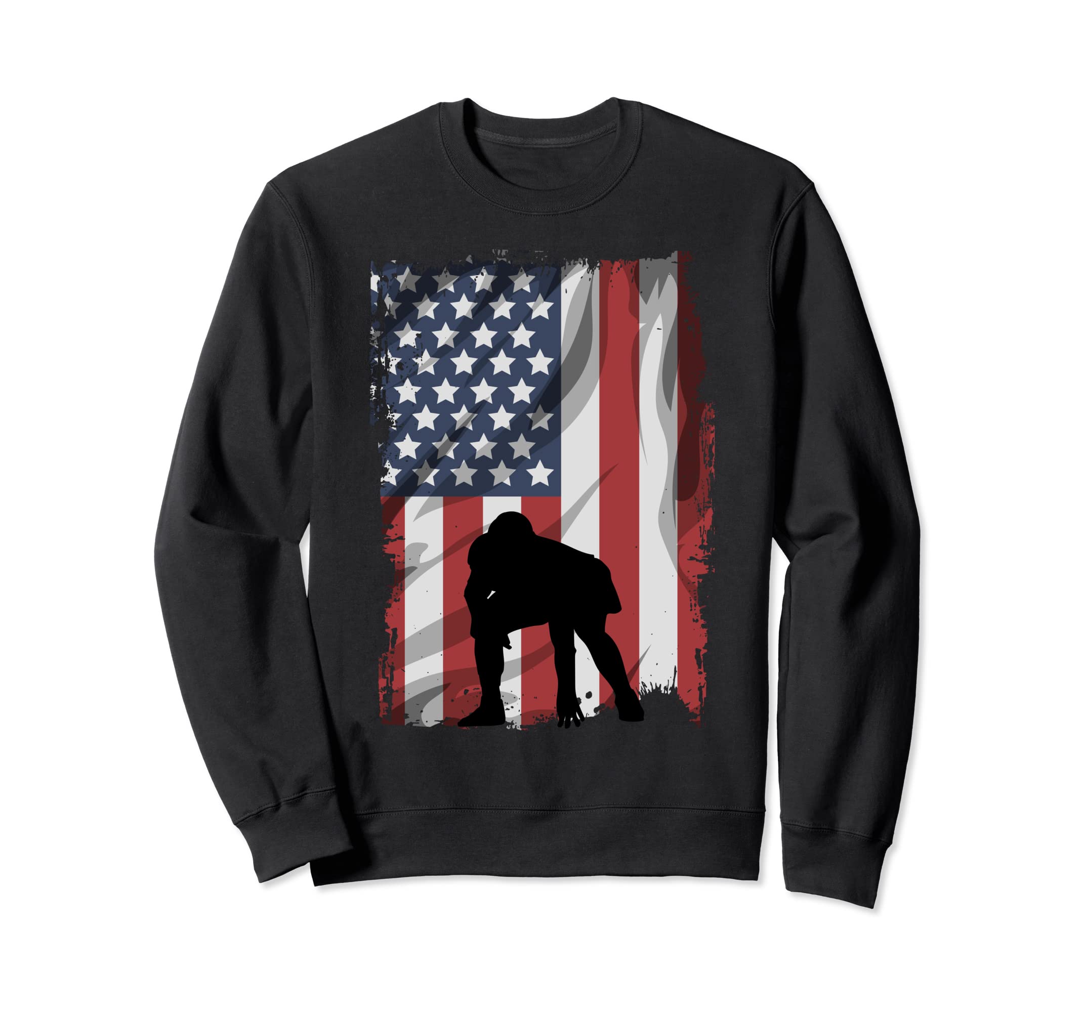 Football lineman USA Flag Left. Tackle Sweatshirt